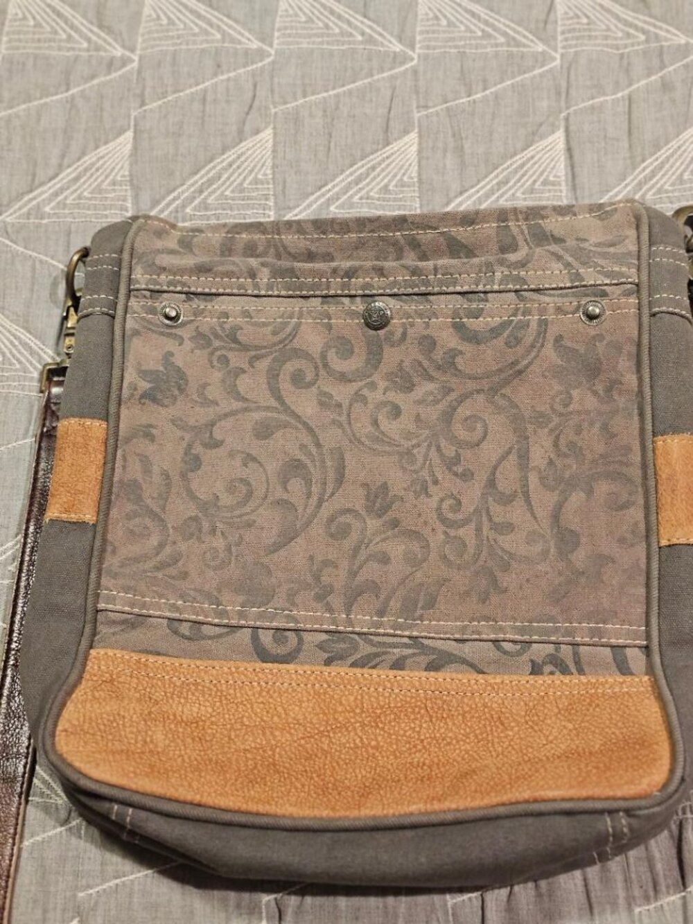 MYRA BAG BROWN CANVAS SHOULDER/CROSSBODY